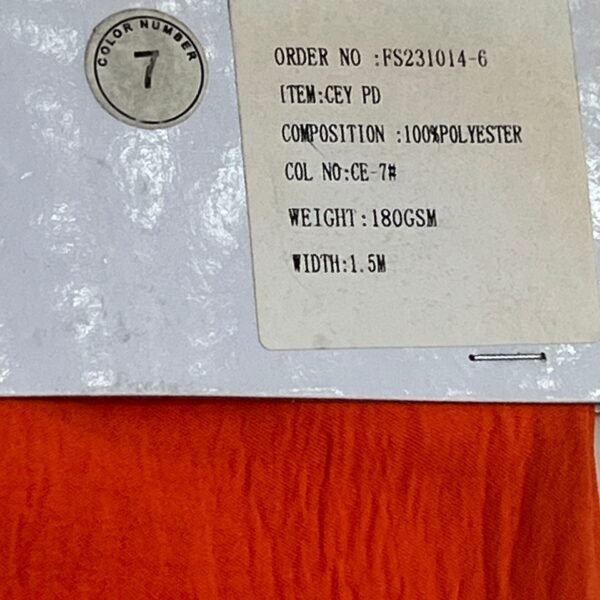 Tecido Duna Liso Laranja  180g/m² - Image 3